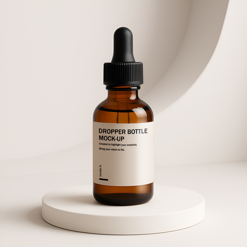 Amber Dropper Bottle Mockup
