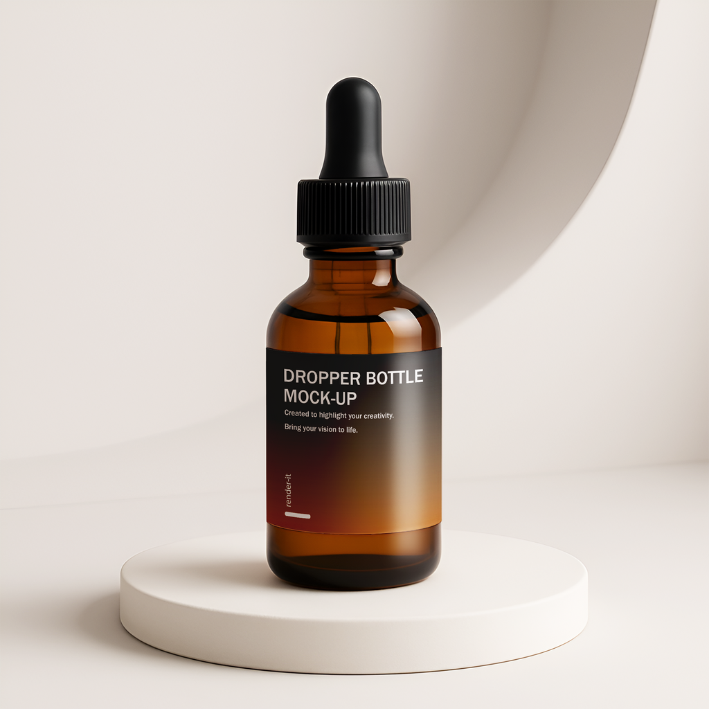 Amber Dropper Bottle Mockup