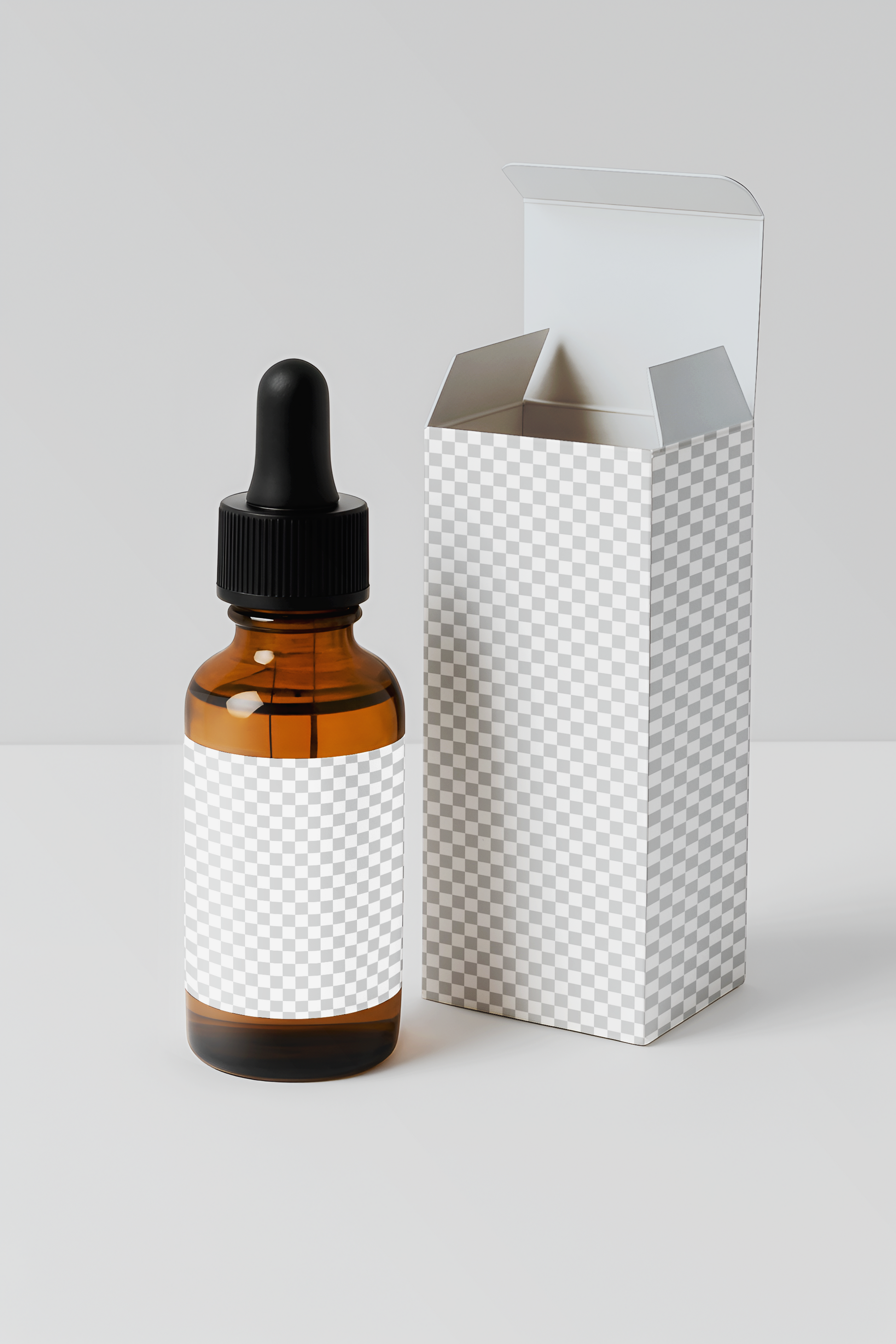 Amber Dropper Bottle & Packaging Box Mockup