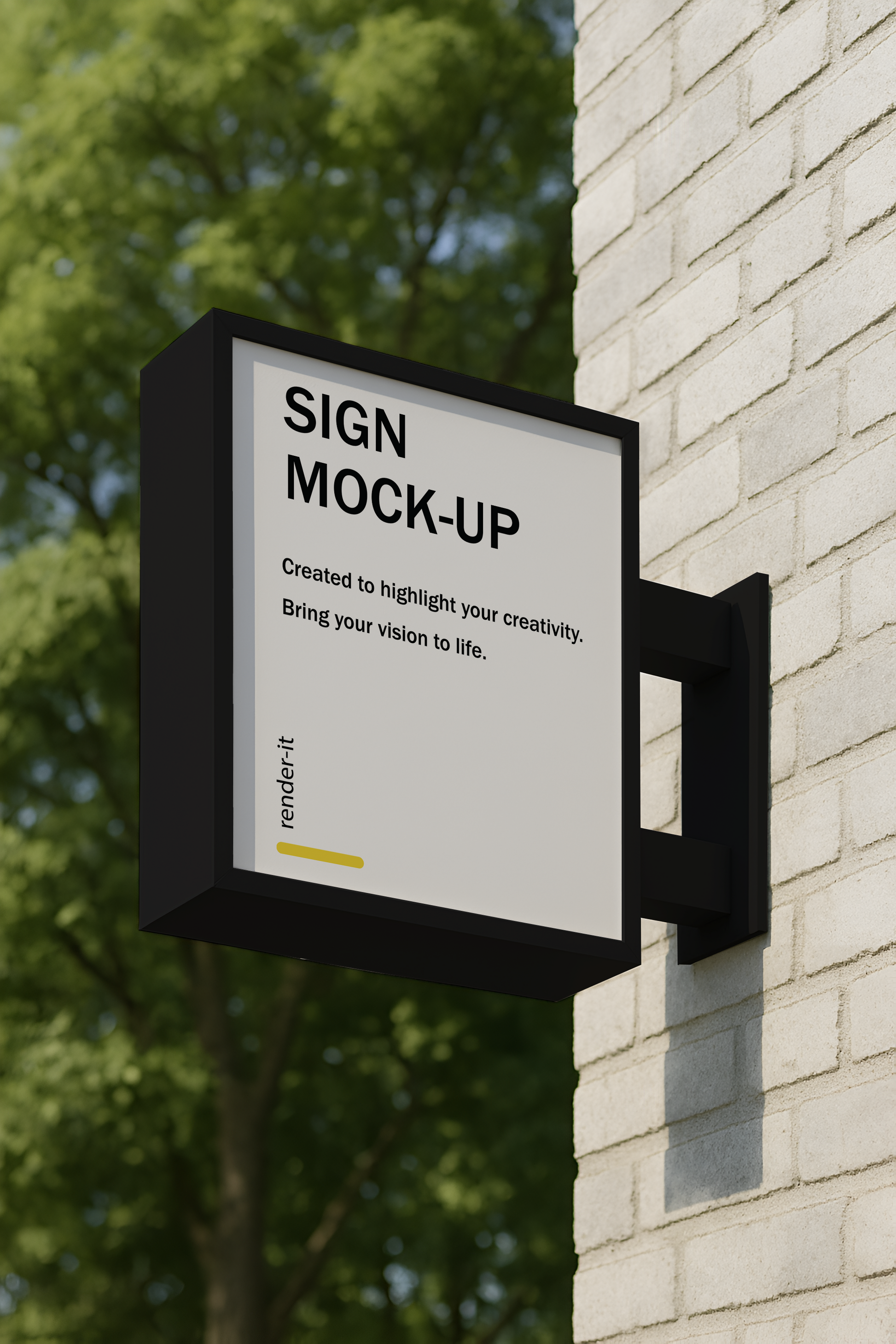 Sign Attached to Wall Mockup