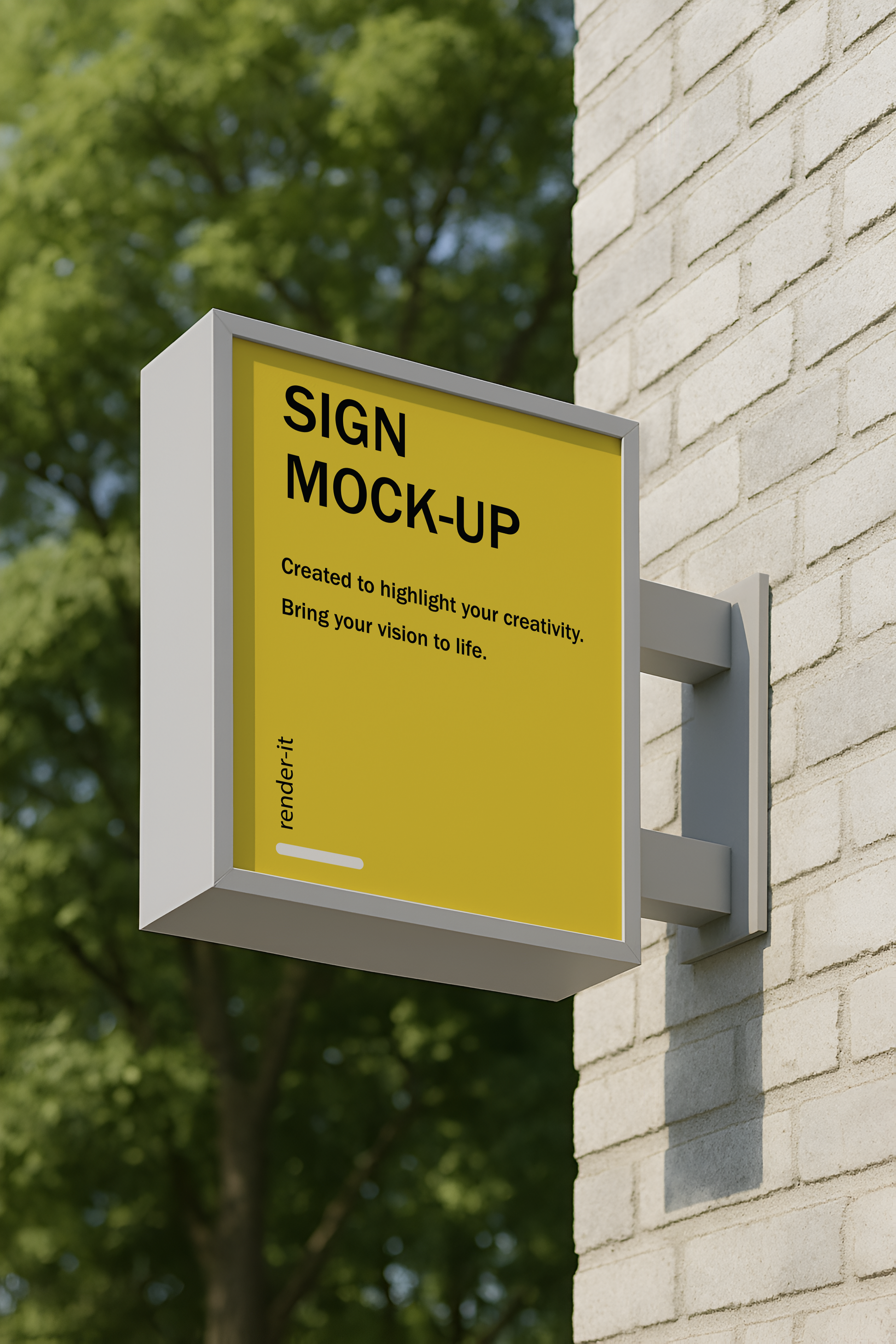 Sign Attached to Wall Mockup